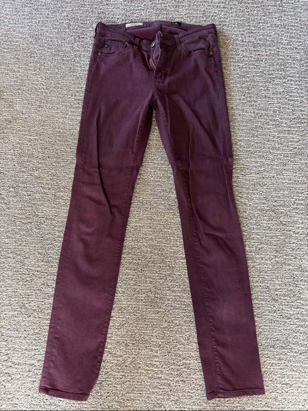 Women's Skinny Jeans in Deep Burgundy
